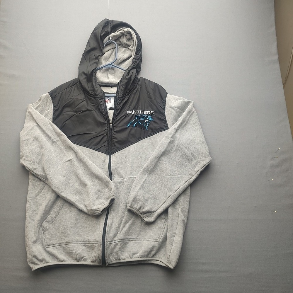 Carolina Panthers NFL Black And‎ Gray Jacket Extra Large Zip No Drawstring